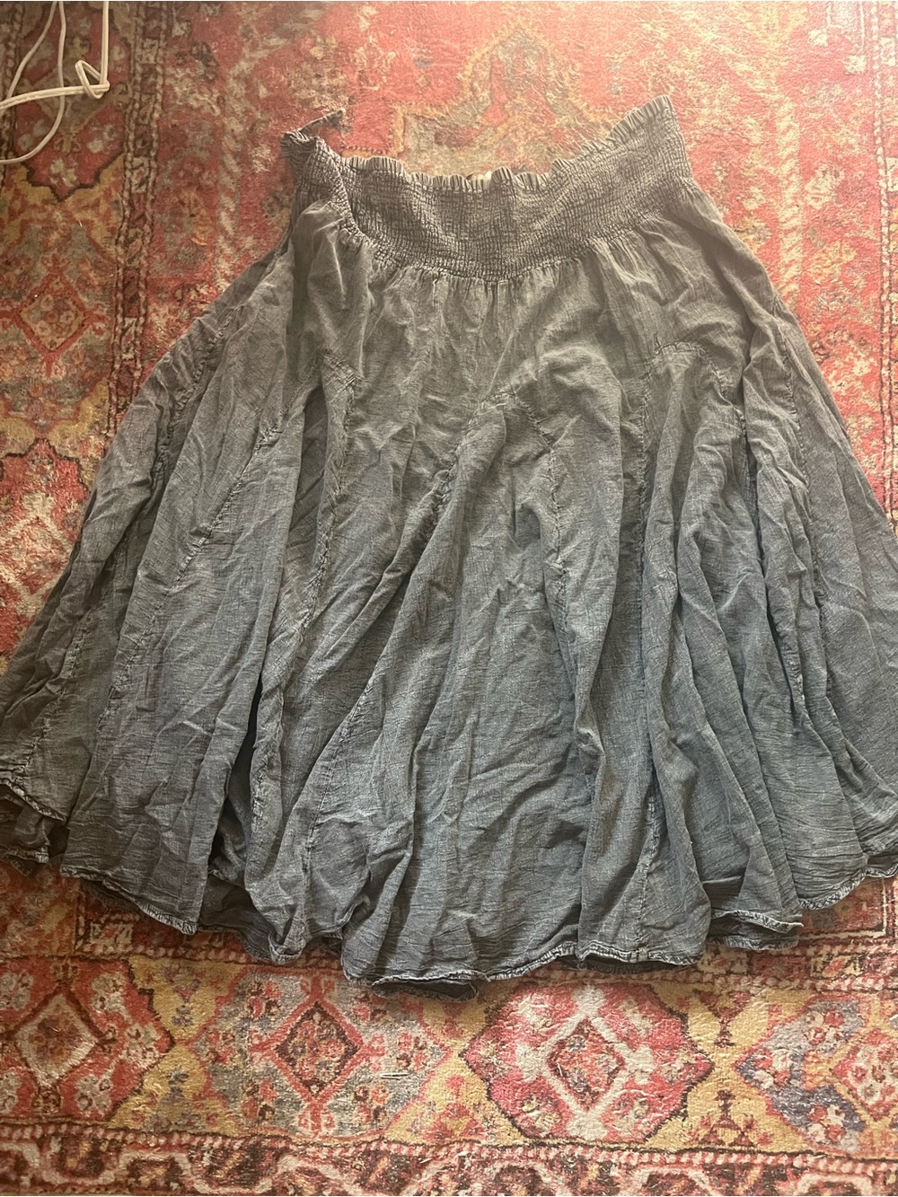 Scully Gray A-Line Smocked-Waist Skirt